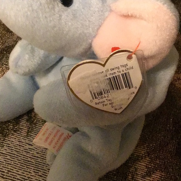 TY Beanie babies elephant Peanut blue pink NWT great for stacking stuffe… - Picture 5 of 8